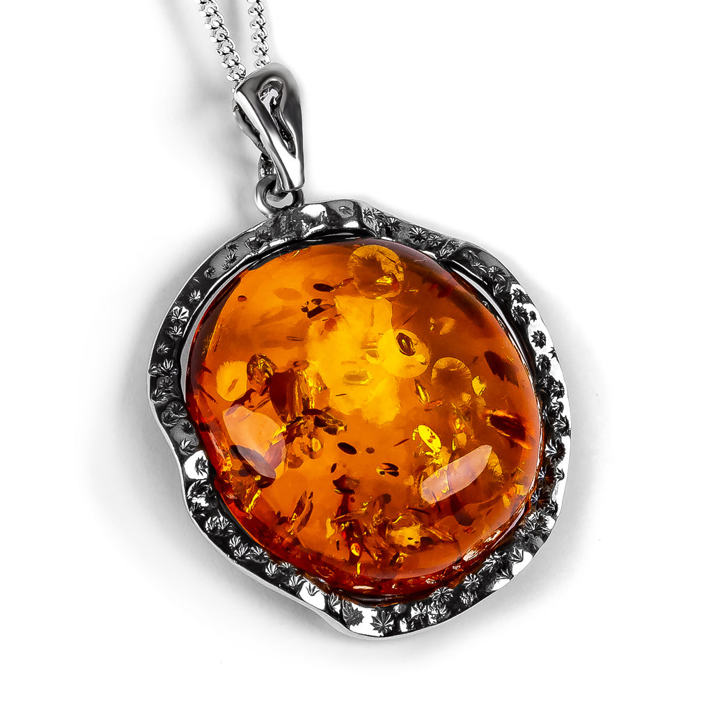 Raw Amber Necklace With Silver Chain outlets