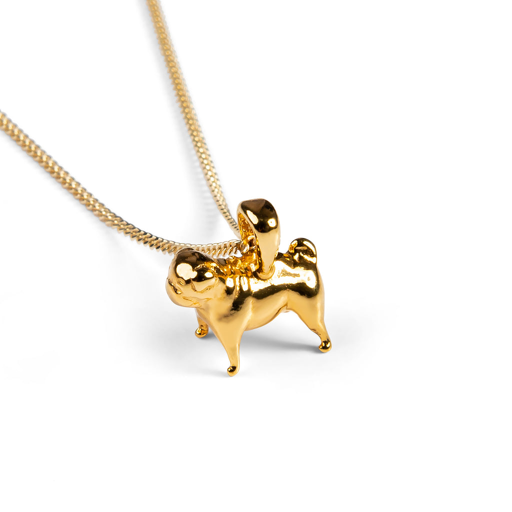 Gold best sale pug necklace