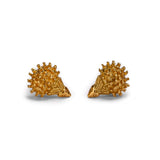 Tiny Hedgehog Stud Earrings in Silver with 24ct Gold