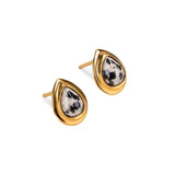 Classic Teardrop Stud Earrings in Silver and Dalmatian Jasper