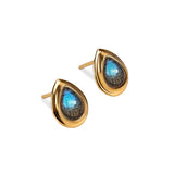 Classic Teardrop Stud Earrings in Silver 24ct Gold and Labradorite