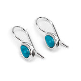 Classic Teardrop Hook Earrings in Silver with 24ct Gold & Turquoise