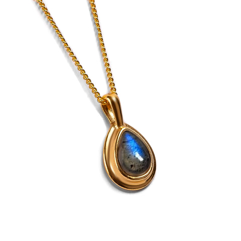 Classic Teardrop Necklace in Silver with 24ct and Labradorite