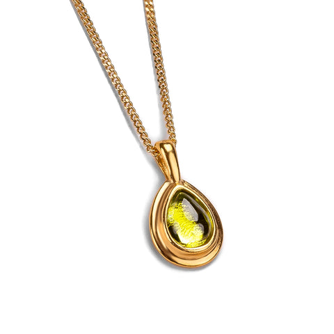 Classic Teardrop Necklace in Silver 24ct Gold & Peridot