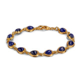 Classic Teardrop Link Bracelet in Silver with 24ct Gold & Lapis Lazuli
