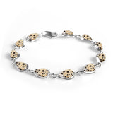 Classic Teardrop Link Bracelet in Silver with 24ct Gold & Dalmatian Jasper