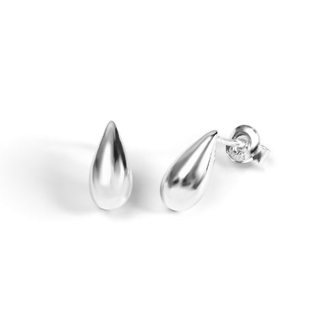 Silver Raindrop Stud Earrings