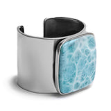 Contemporary Statement Bangle in Silver and Larimar