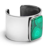 Contemporary Statement Bangle in Silver and Malachite