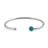 Simple Solo Cuff Bangle in Silver and Natural Turquoise