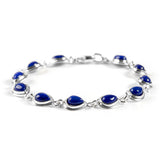 Classic Teardrop Link Bracelet in Silver with 24ct Gold & Lapis Lazuli