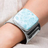 Contemporary Statement Bangle in Silver and Larimar