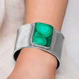 Contemporary Statement Bangle in Silver and Malachite