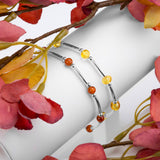 Bead Tube Bracelet in Silver and Cognac Amber