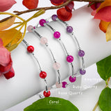 Bead Tube Bangle in Silver and Ruby