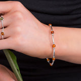 Bead Tube Bracelet in Silver and Cognac Amber