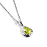 Classic Teardrop Necklace in Silver 24ct Gold & Peridot