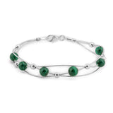 Weaved Bangle in Silver and Malachite