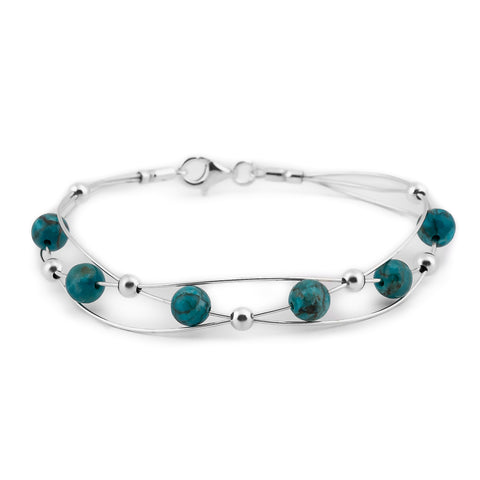 Weaved Bangle in Silver and Tibetan Turquoise