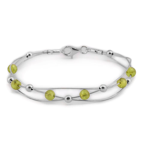 Weaved Bangle in Silver and Peridot