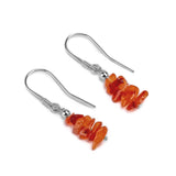 Mini Nugget Bead Hook Earrings in Silver & Carnelian