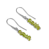 Mini Nugget Bead Hook Earrings in Silver & Peridot