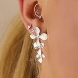 Trio of Orchids Flower Drop Earrings