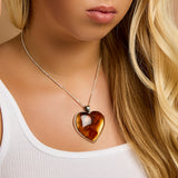 Extraordinary 'One Of a Kind' Heart Amber and Silver Necklace - Natural Designer Gemstone