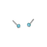 Silver & Larimar Round Stud Earrings Set of 3