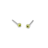 Teeny Tiny Round Stud Earrings in Silver and Peridot