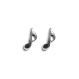 Music Note / Quaver Stud Earrings in Silver