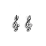 Musical Treble Clef Stud Earrings in Silver