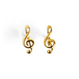 Musical Treble Clef Stud Earrings in Silver