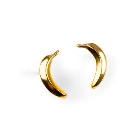 Banana Silver Stud Earrings with 24ct Gold