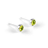 Minimalist Circle Stud Earrings in Silver and Peridot