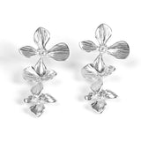 Trio of Orchids Flower Drop Earrings