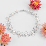 Flower Petal Bracelet in Silver & White Pearl