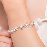 Flower Petal Bracelet in Silver & White Pearl