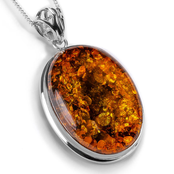 Estate hotsell natural Baltic honey amber silver tone art etching necklace