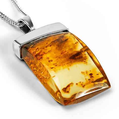 Unisex Baltic Amber and Silver Necklace - Natural Designer Gemstone