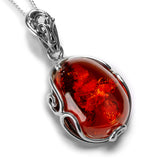 Timeless Amber and Silver Necklace - Natural Designer Gemstone