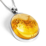 'Cloud in the Sky' Lemon Amber and Silver Necklace - Natural Designer Gemstone