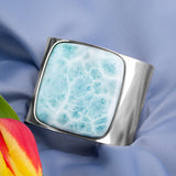 Contemporary Statement Bangle in Silver and Larimar