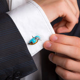 Kingfisher Bird Cufflinks in Silver, Turquoise and Amber