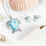 Sea Turtle / Tortoise Necklace in Silver and Larimar