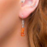 Mini Nugget Bead Hook Earrings in Silver & Carnelian