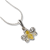 Honey Bee Necklace in Silver and Yellow Amber