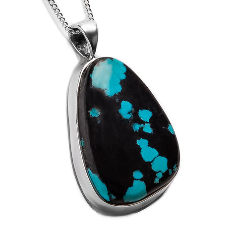 Bold Tibetan Turquoise Necklace - Natural Designer Gemstone