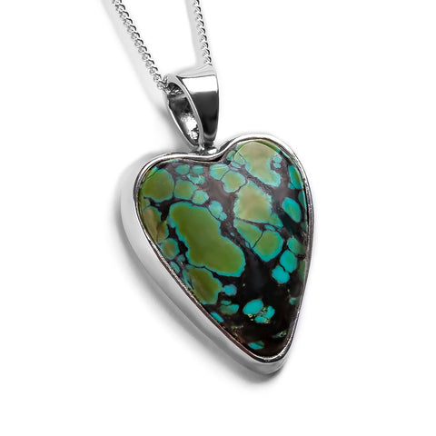 Heart Shape Tibetan Turquoise Necklace - Natural Designer Gemstone
