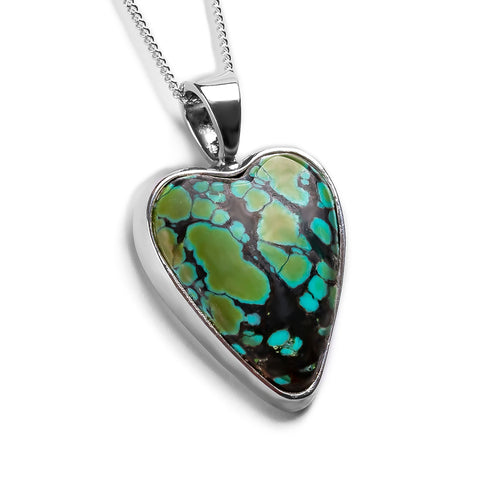 Heart Shape Tibetan Turquoise Necklace - Natural Designer Gemstone